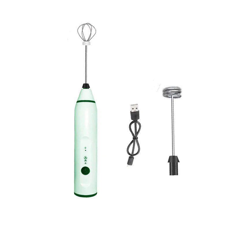 Multi-Speed Adjustable USB Rechargeable Handheld Mute Milk Frother, Silent Mini Foamer with Art Stencils Coffee Drink Mixing