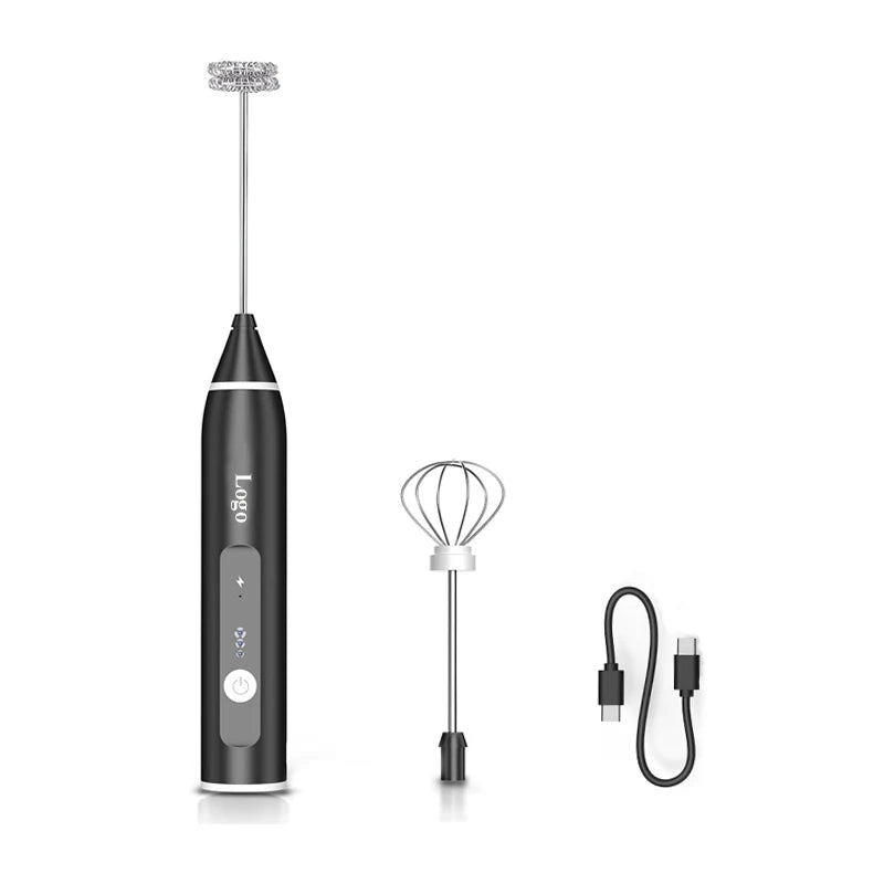 Multi-Speed Adjustable USB Rechargeable Handheld Mute Milk Frother, Silent Mini Foamer with Art Stencils Coffee Drink Mixing