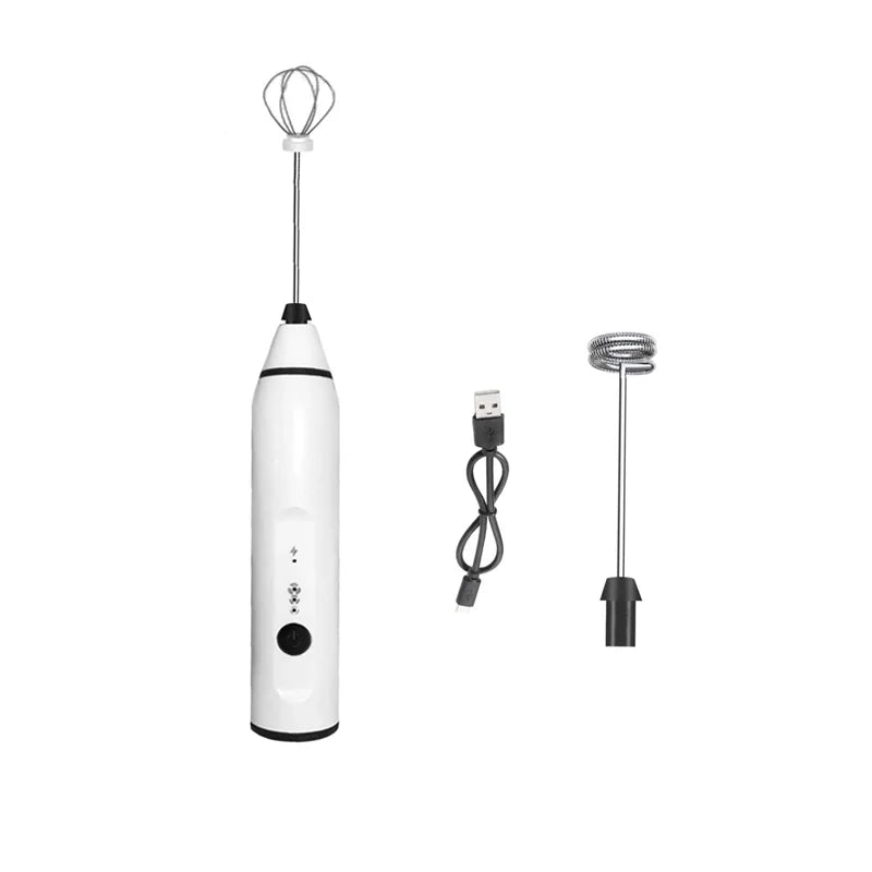 Multi-Speed Adjustable USB Rechargeable Handheld Mute Milk Frother, Silent Mini Foamer with Art Stencils Coffee Drink Mixing