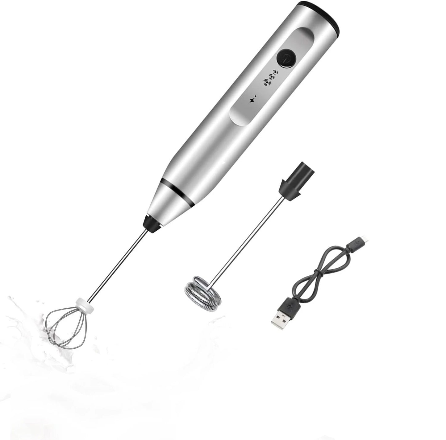 Multi-Speed Adjustable USB Rechargeable Handheld Mute Milk Frother, Silent Mini Foamer with Art Stencils Coffee Drink Mixing