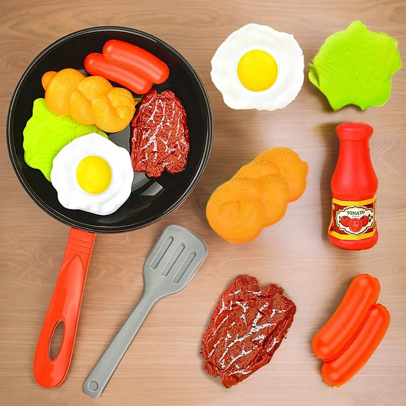 Kids' kitchen play toy, cooking fried eggs and stir-fry, frying pan set, kitchen toy, holiday gift