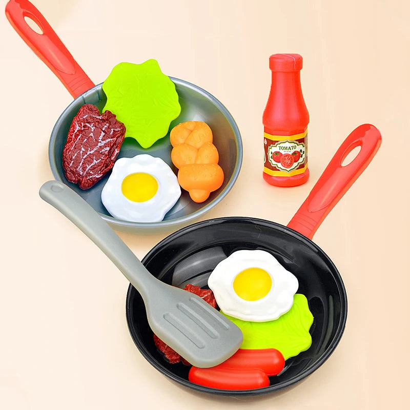 Kids' kitchen play toy, cooking fried eggs and stir-fry, frying pan set, kitchen toy, holiday gift