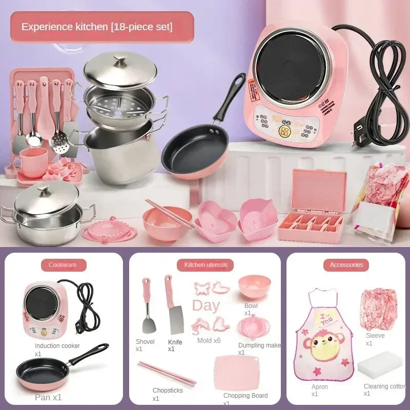 Kitchen Toys Girl Baby Can Cook Funny Mini Kitchen items Real Cooked Family Toy Set Birthday Gift Girl Toys Kitchen accessories