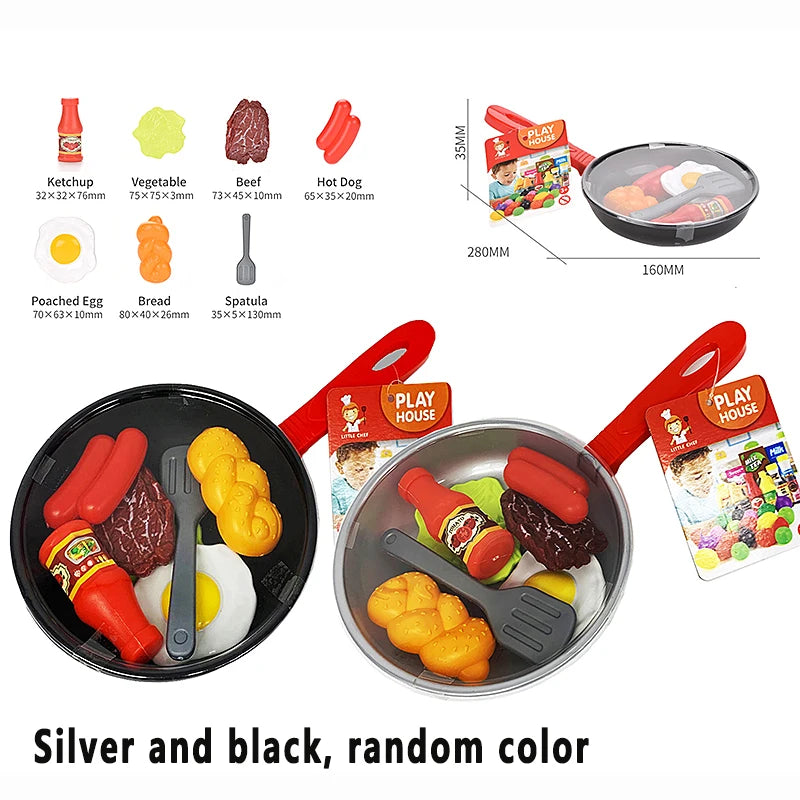 Kids' kitchen play toy, cooking fried eggs and stir-fry, frying pan set, kitchen toy, holiday gift