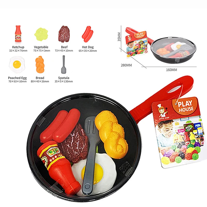 Kids' kitchen play toy, cooking fried eggs and stir-fry, frying pan set, kitchen toy, holiday gift