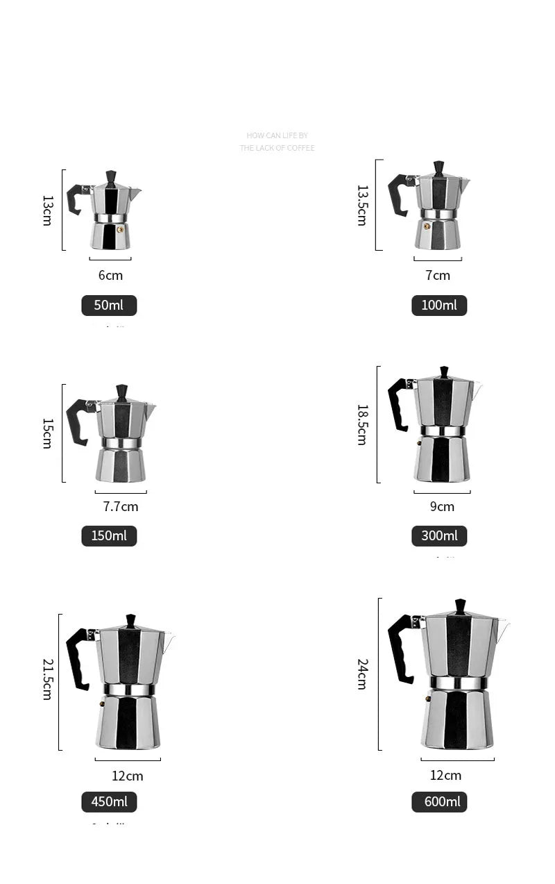 Coffee Maker ,Moka Pot, Aluminum Espresso Maker, Stovetop Coffee Maker With  Handle , Italian Coffee Pots