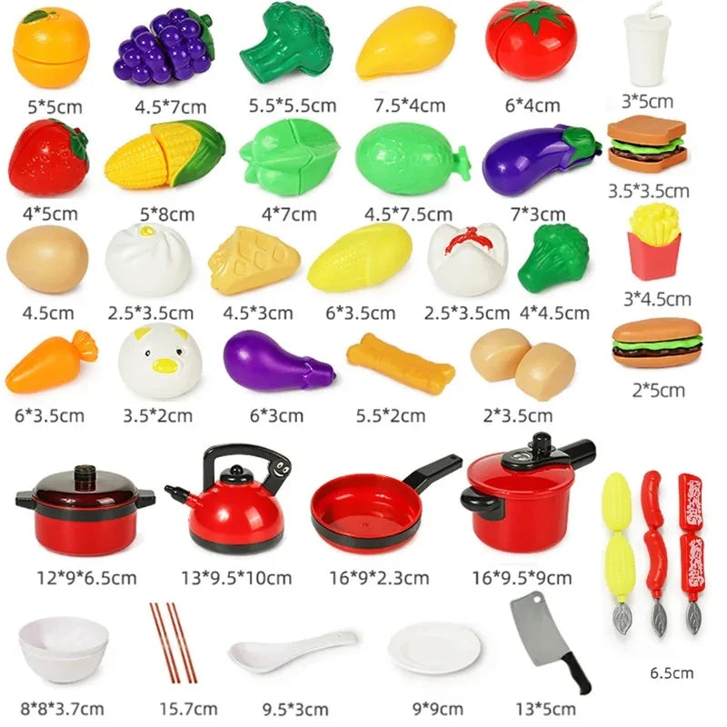 Children Kitchen Toys Simulation Kitchen Toys Set Cookware Fruits Cutting Kitchen Accessories Cooking Toys for Kids Girls Gifts