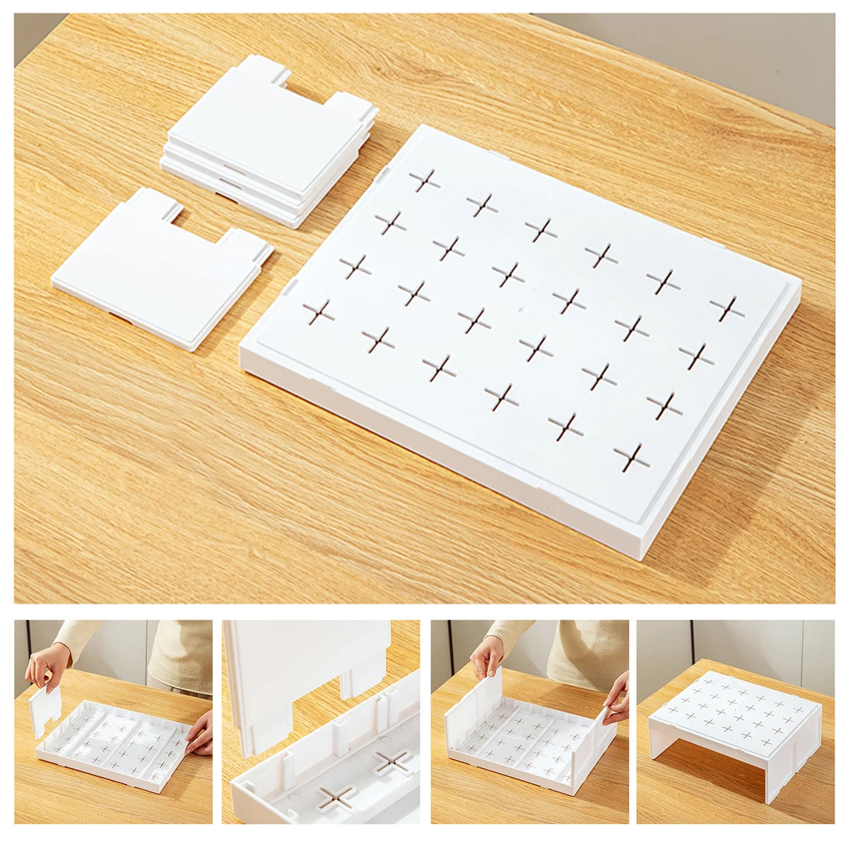 Kitchen Cabinet Organizer Multifunctional Stackable Refrigerator Plastic Storage Rack Dishes Cup Holder Space-Saving Shelf