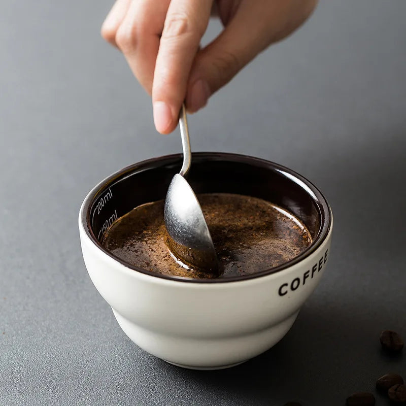 200ml Measuring Cupping Cup Ceramic Coffee Cup U-shaped Coffee Evaluation Cup Measuring Bowl Thickened Cup Measuring Bowl