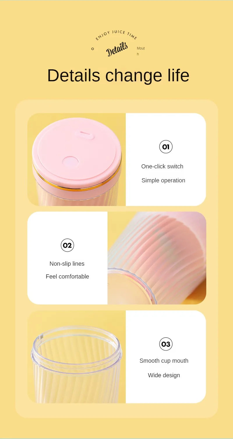 Portable Milkshake and Smoothie Blender 10 Blades Powerful Juice Jug with USB Rechargeable for Home, Office, Sports, Outdoor.