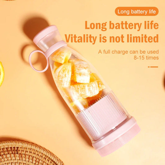 USB Rechargeable Portable Blender Juicer 380ml Compact Smoothie Maker for Fruits Vegetables Quiet Cordless Mixer with Travel Lid