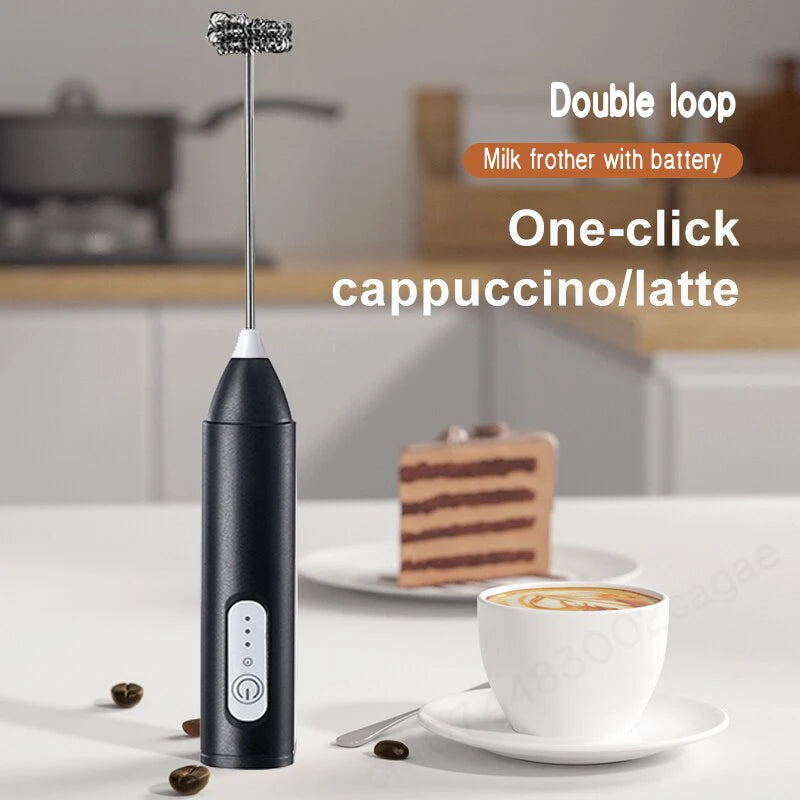 HOT  Electric Milk Frother + Egg Beater Wireless Type-C Charging 3 Speeds Mini Handheld Foam Maker Coffee Whisk Cooking Tools