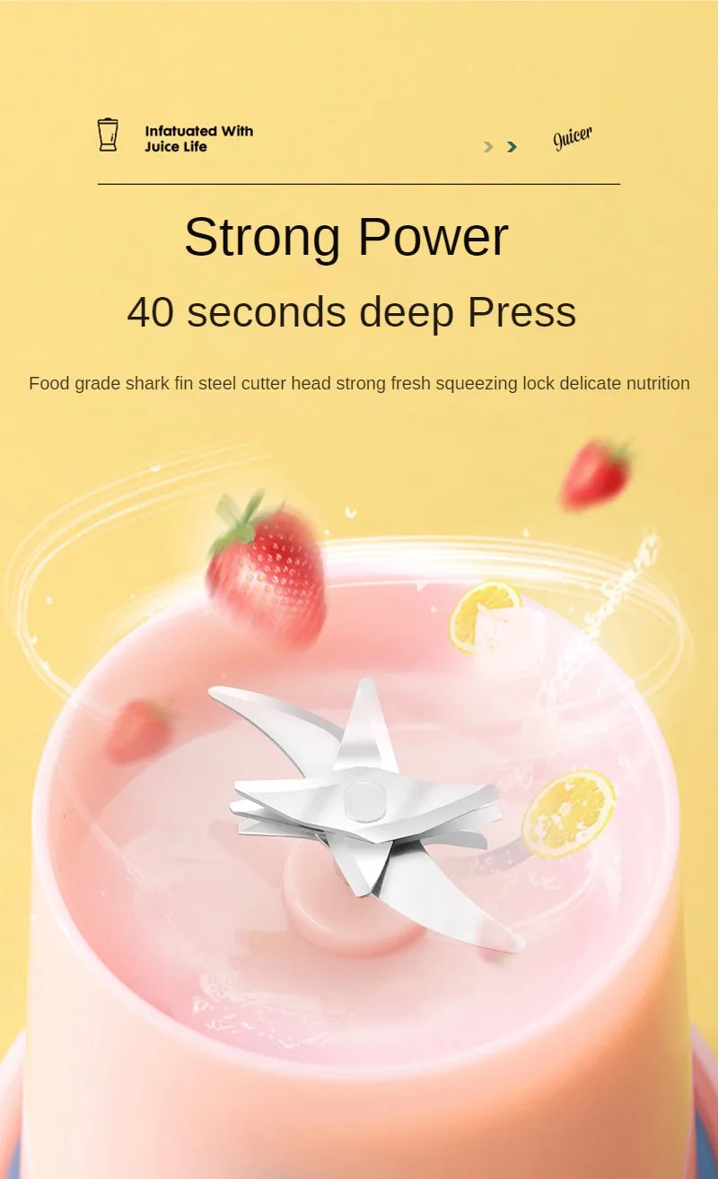 Portable Milkshake and Smoothie Blender 10 Blades Powerful Juice Jug with USB Rechargeable for Home, Office, Sports, Outdoor.