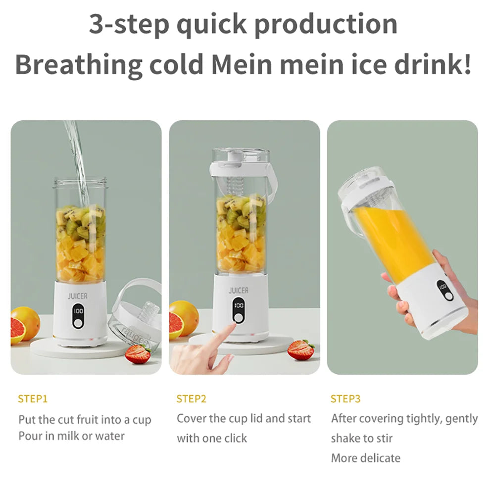 Portable Blender Cup Electric Juicer Blender 600ml Rechargeable Portable Juicer For Shakes and Smoothies Cordless Blender Cup