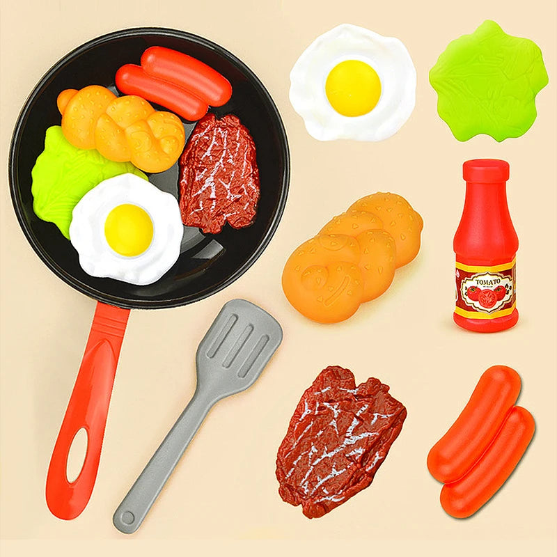 Kids' kitchen play toy, cooking fried eggs and stir-fry, frying pan set, kitchen toy, holiday gift