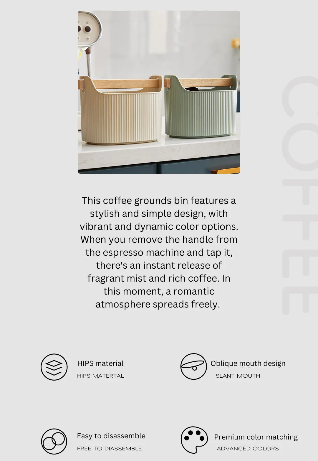 Coffee Grind Knock Box Bar Coffee Utensils Espresso Dump Bin for Barista Restaurant Coffee Shop Bar Practical Tools