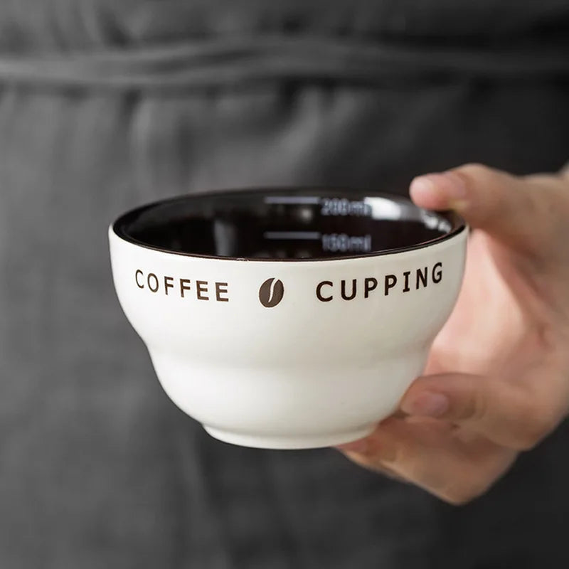 200ml Measuring Cupping Cup Ceramic Coffee Cup U-shaped Coffee Evaluation Cup Measuring Bowl Thickened Cup Measuring Bowl