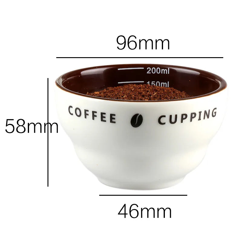 200ml Measuring Cupping Cup Ceramic Coffee Cup U-shaped Coffee Evaluation Cup Measuring Bowl Thickened Cup Measuring Bowl