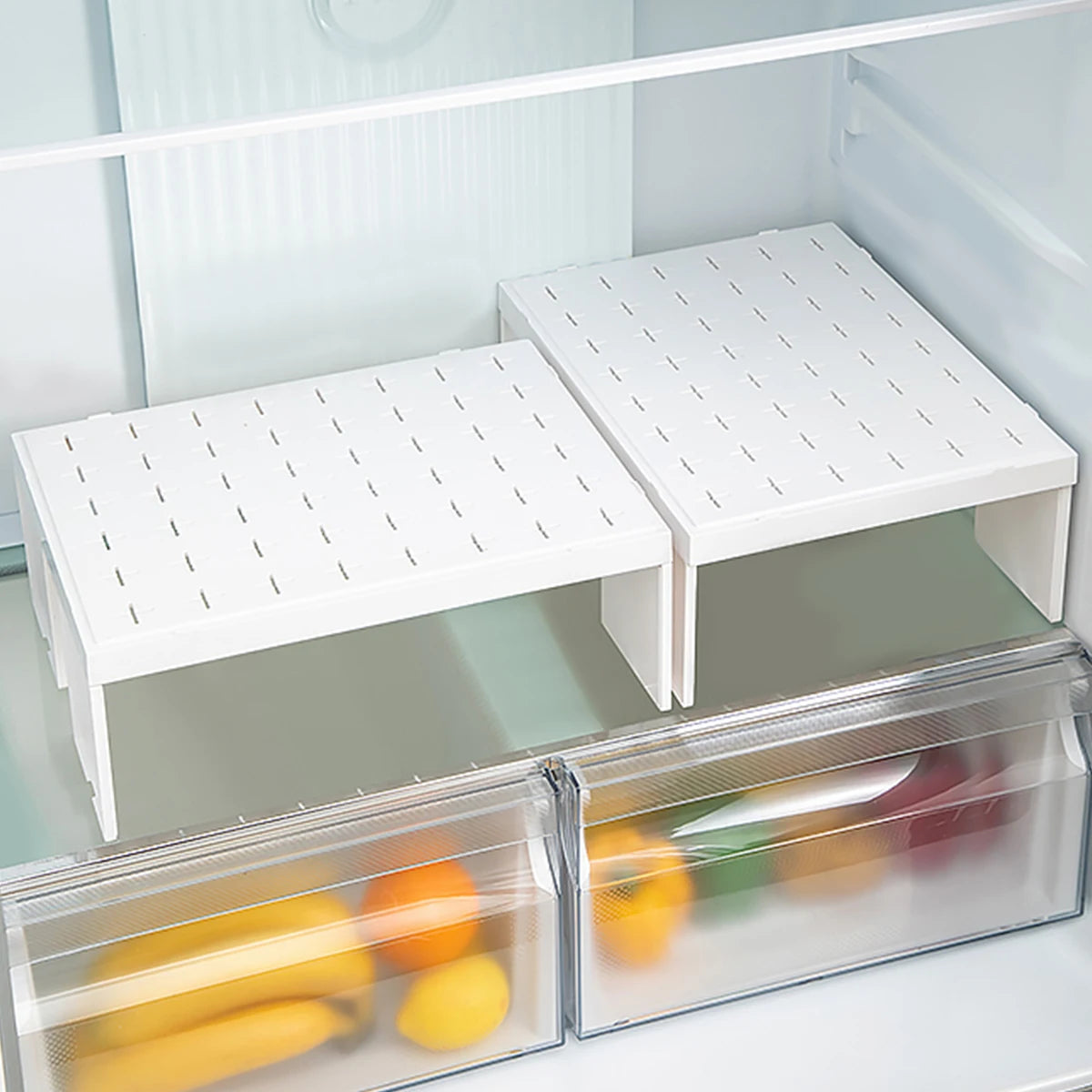 Kitchen Cabinet Organizer Multifunctional Stackable Refrigerator Plastic Storage Rack Dishes Cup Holder Space-Saving Shelf