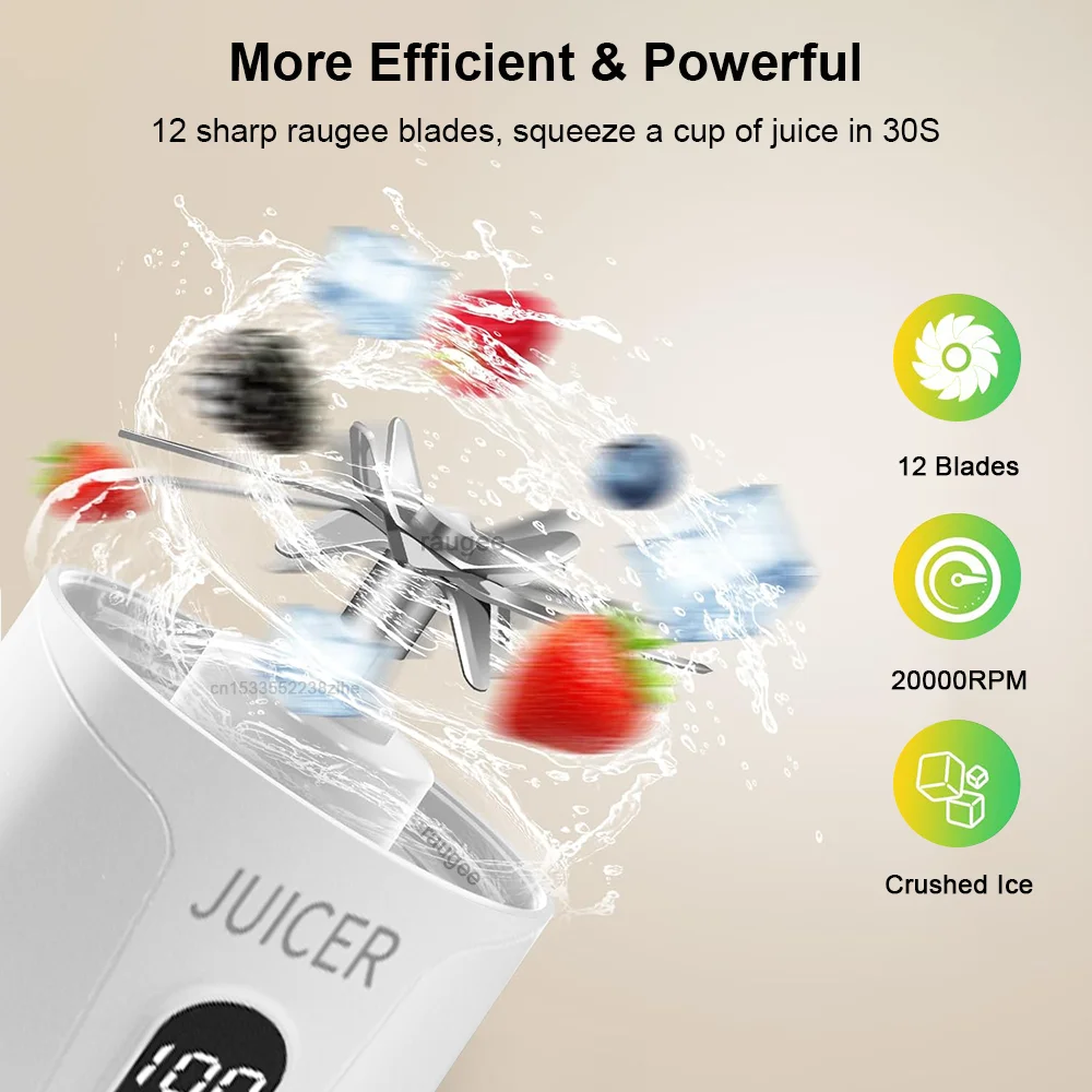 Portable Blender Cup Electric Juicer Blender 600ml Rechargeable Portable Juicer For Shakes and Smoothies Cordless Blender Cup